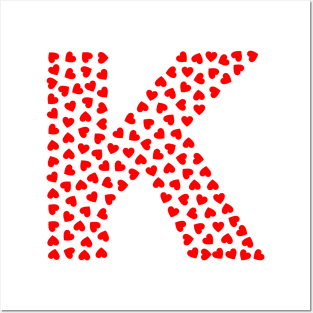 Letter K Heart Shape Initial Posters and Art